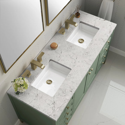 Chicago 60" Double Vanity, Smokey Celadon, w/ 3 CM Eternal Jasmine Pearl Silestone® Top, view 9