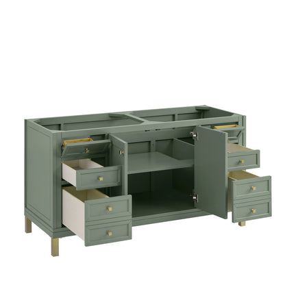 Chicago 60" Double Vanity, Smokey Celadon, w/ 3 CM Ethereal Noctis Silestone® Top, view 10