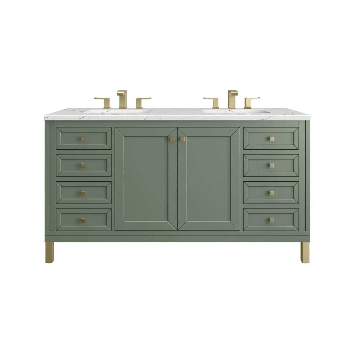 Chicago 60" Double Vanity, Smokey Celadon, w/ 3 CM Ethereal Noctis Silestone® Top, view 2