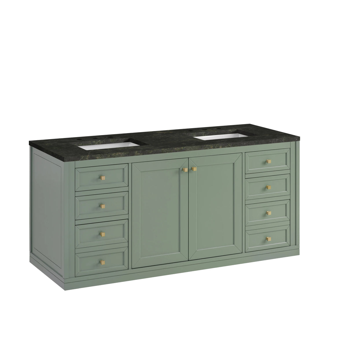 Chicago 60" Double Vanity, Smokey Celadon, w/ 3 CM Phantome Eclos Top, view 10