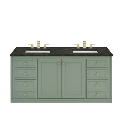 Chicago 60" Double Vanity, Smokey Celadon, w/ 3 CM Phantome Eclos Top, view 2