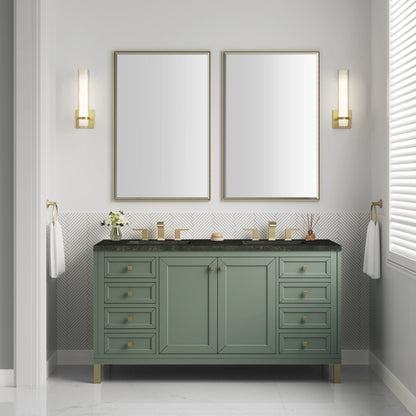 Chicago 60" Double Vanity, Smokey Celadon, w/ 3 CM Phantome Eclos Top, view 3