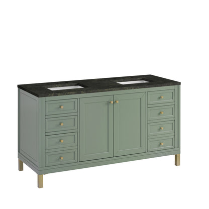 Chicago 60" Double Vanity, Smokey Celadon, w/ 3 CM Phantome Eclos Top, view 9