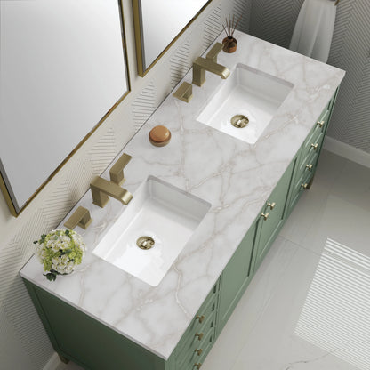Chicago 60" Double Vanity, Smokey Celadon, w/ 3 CM Victorian Silver Silestone® Top, view 8