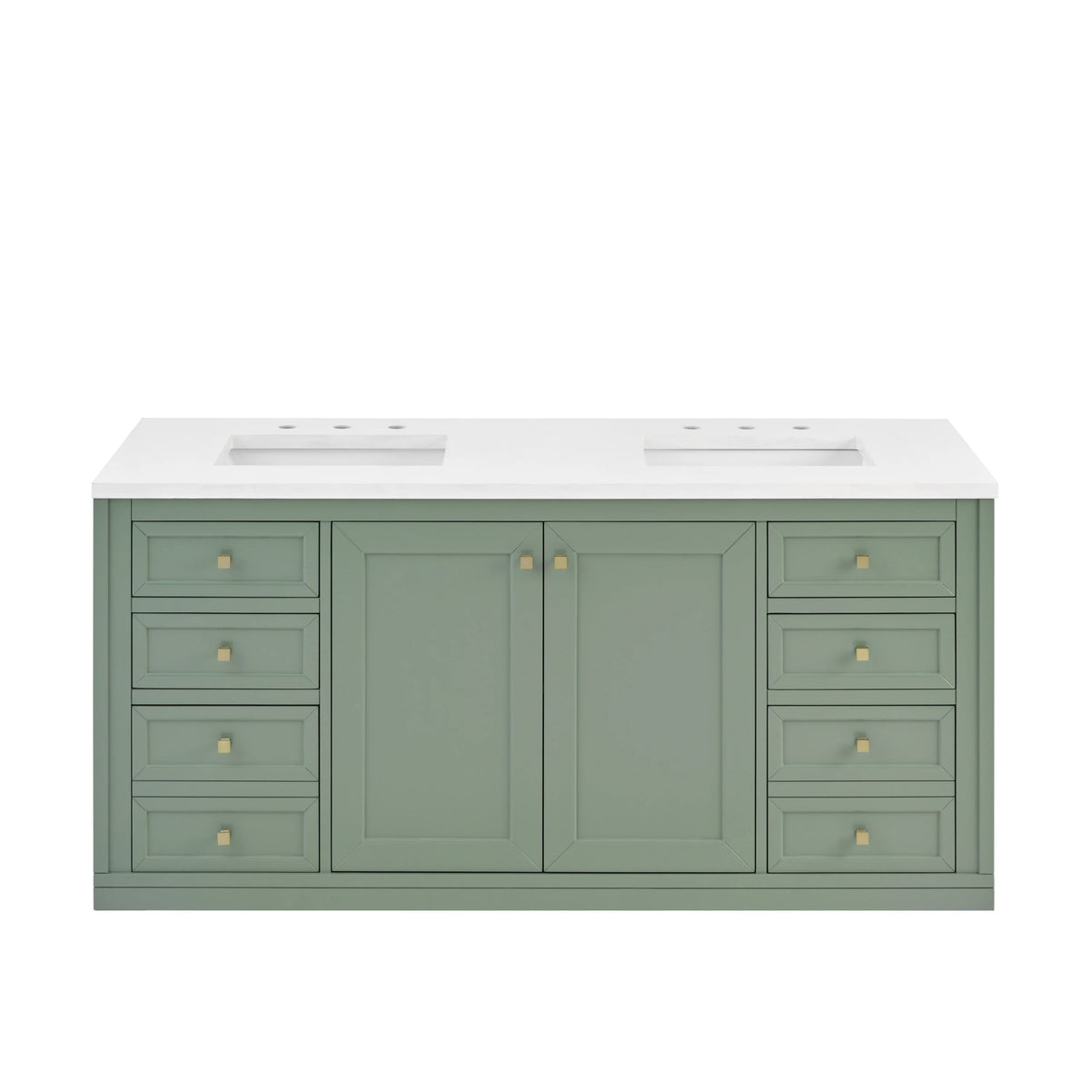 Chicago 60" Double Vanity, Smokey Celadon, w/ 3 CM White Zeus Silestone® Top, view 4