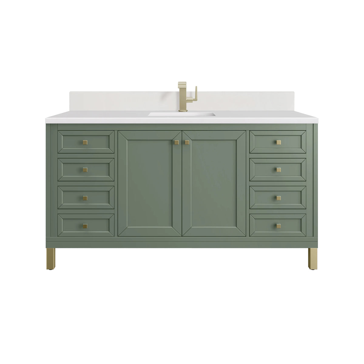 Chicago 60" Single Vanity, Smokey Celadon, w/ Single Hole 3CM White Zeus Silestone® Top & Backsplash