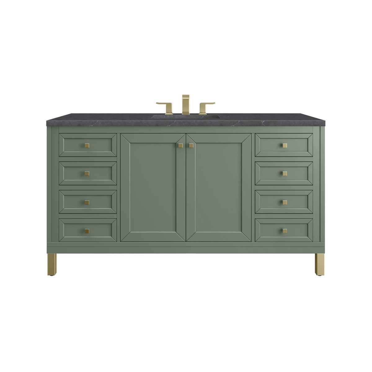 Chicago 60" Single Vanity, Smokey Celadon, w/ 3 CM Charcoal Soapstone Silestone® Top