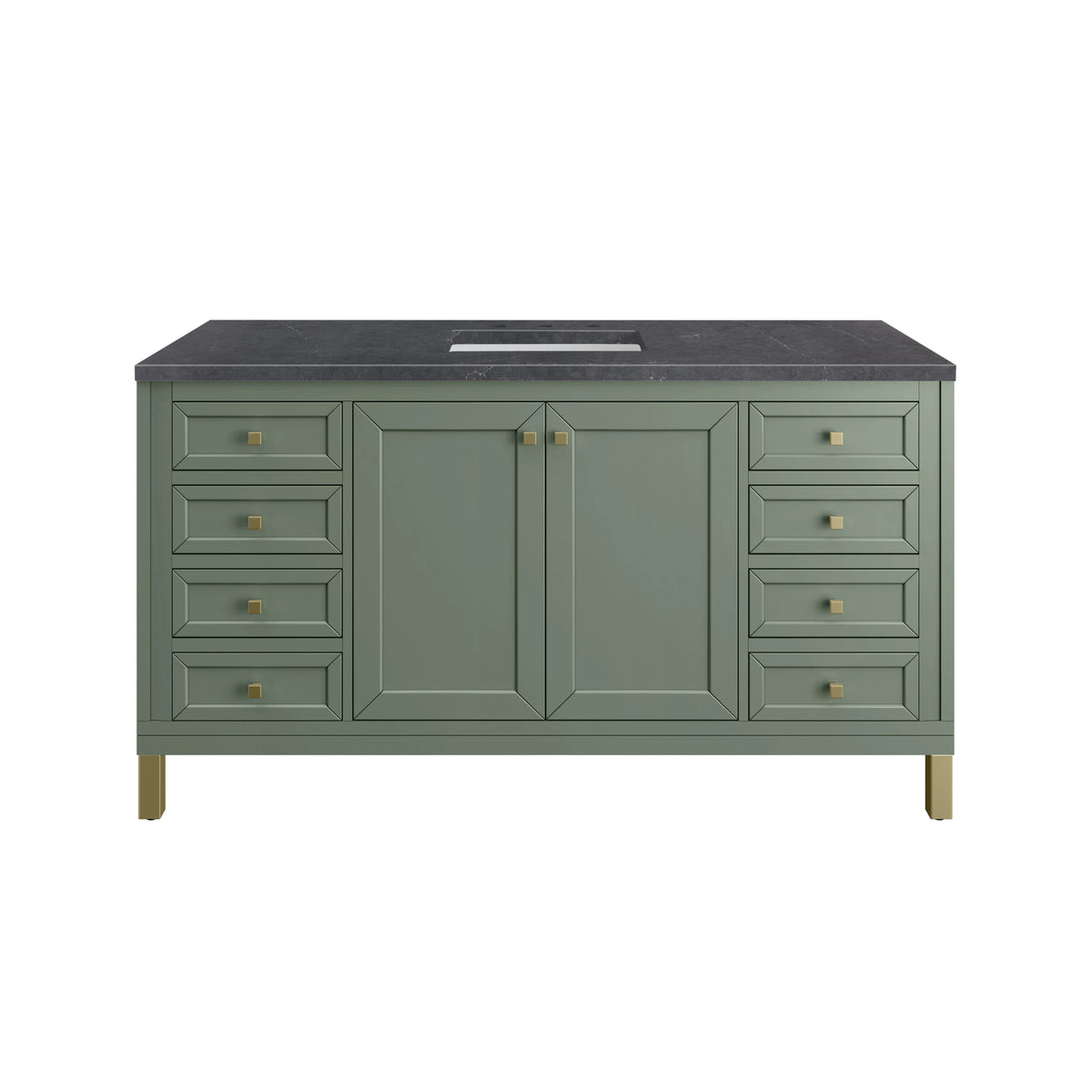 Chicago 60" Single Vanity, Smokey Celadon, w/ 3 CM Charcoal Soapstone Silestone® Top, view 2