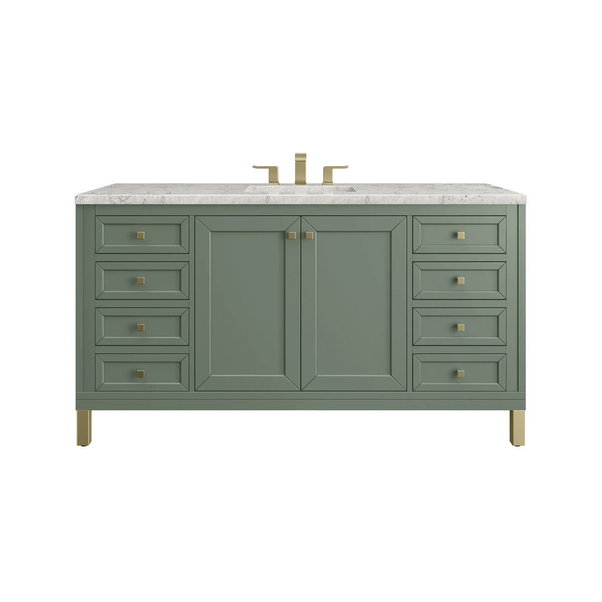 Chicago 60" Single Vanity, Smokey Celadon, w/ 3 CM Eternal Jasmine Pearl Silestone® Top