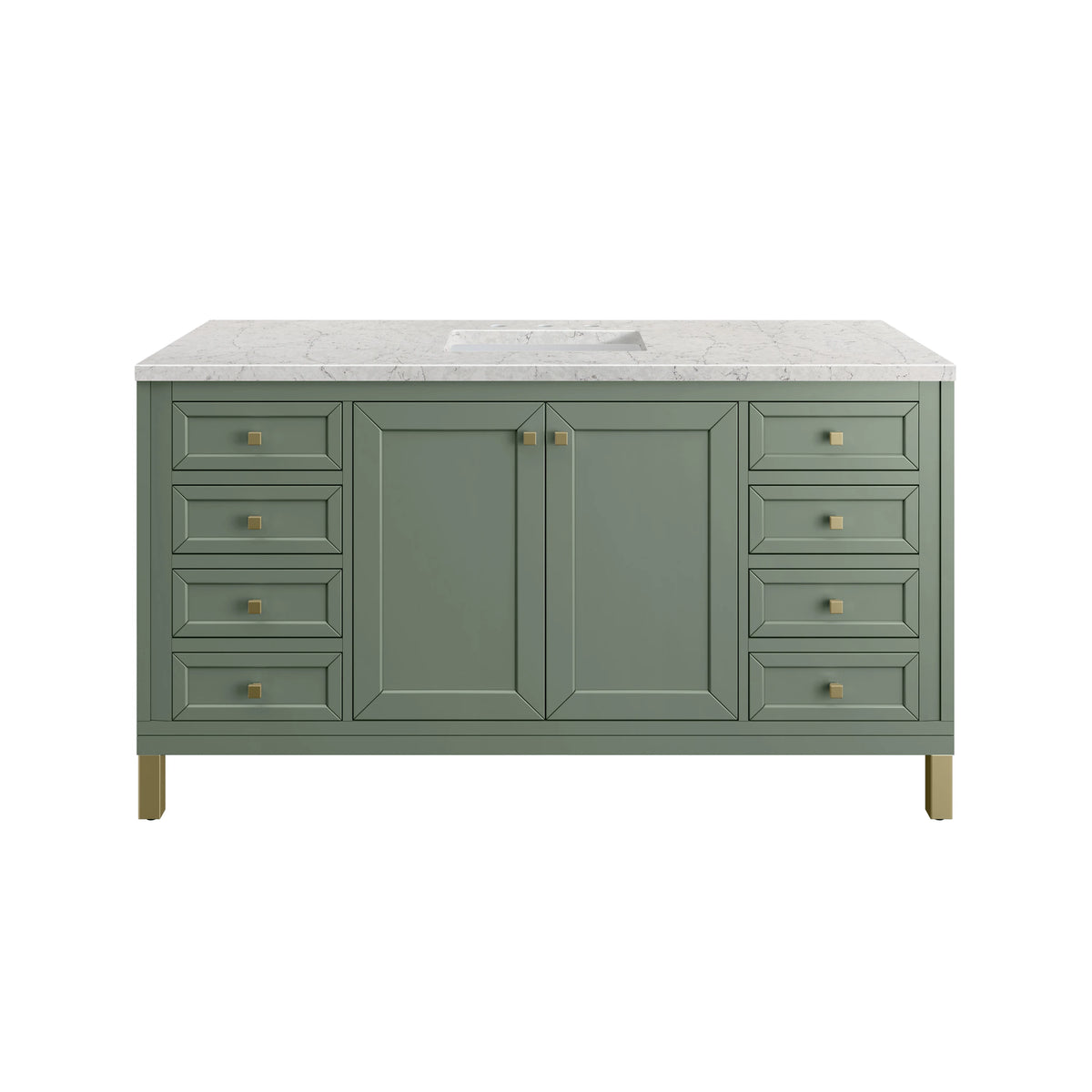 Chicago 60" Single Vanity, Smokey Celadon, w/ 3 CM Eternal Jasmine Pearl Silestone® Top, view 2