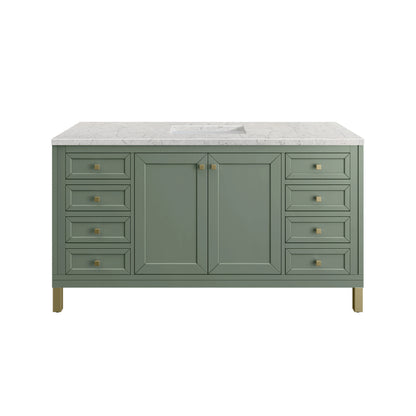 Chicago 60" Single Vanity, Smokey Celadon, w/ 3 CM Eternal Jasmine Pearl Silestone® Top, view 2