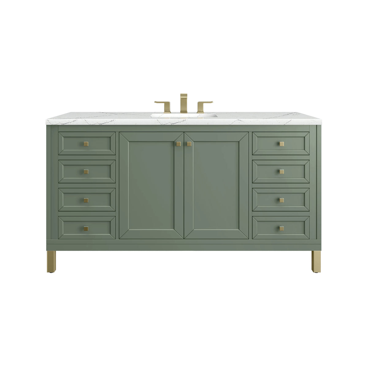 Chicago 60" Single Vanity, Smokey Celadon, w/ 3 CM Ethereal Noctis Silestone® Top