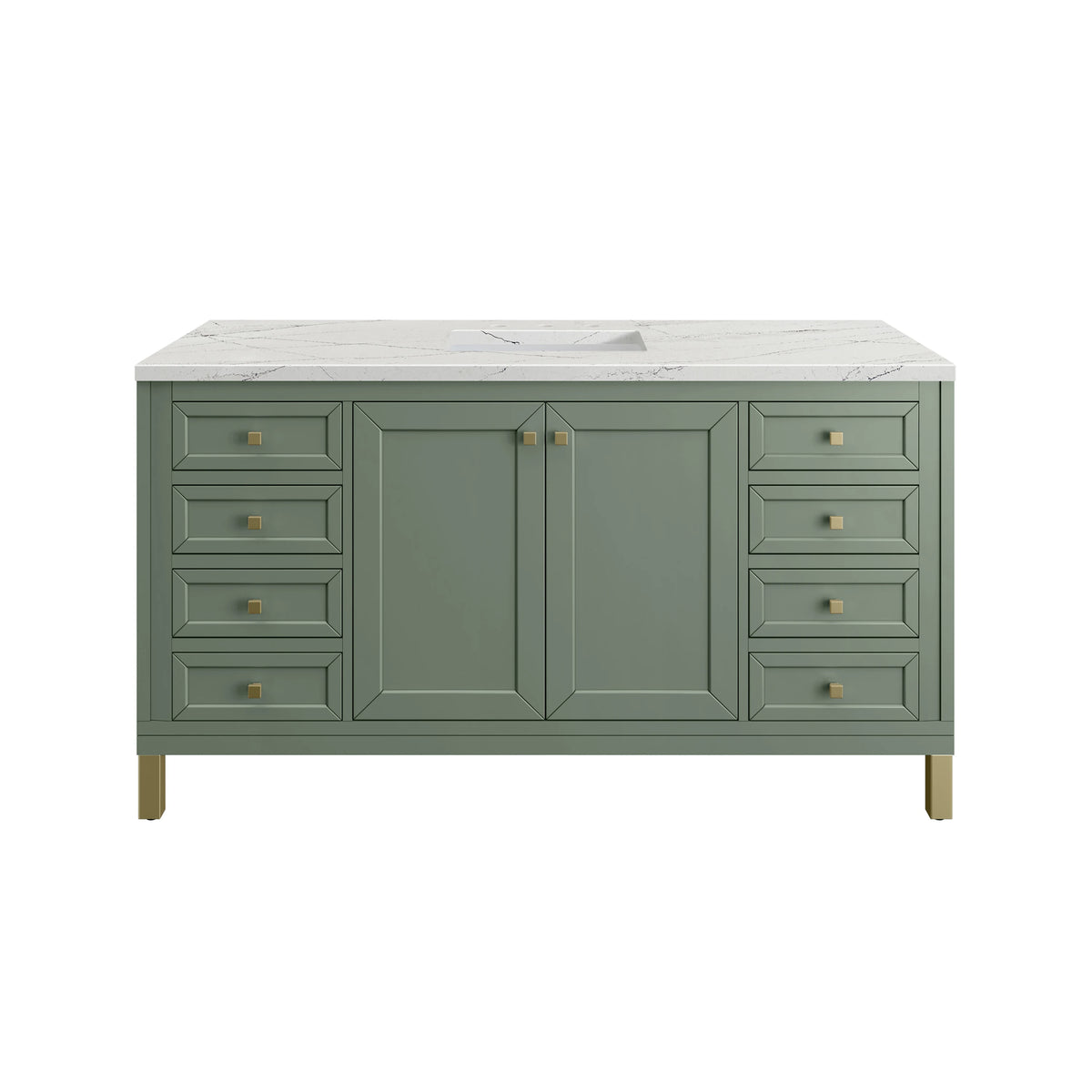 Chicago 60" Single Vanity, Smokey Celadon, w/ 3 CM Ethereal Noctis Silestone® Top, view 2