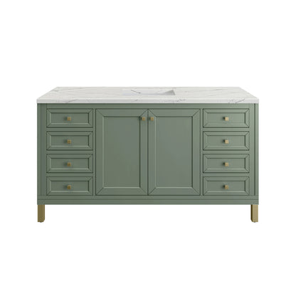 Chicago 60" Single Vanity, Smokey Celadon, w/ 3 CM Ethereal Noctis Silestone® Top, view 2
