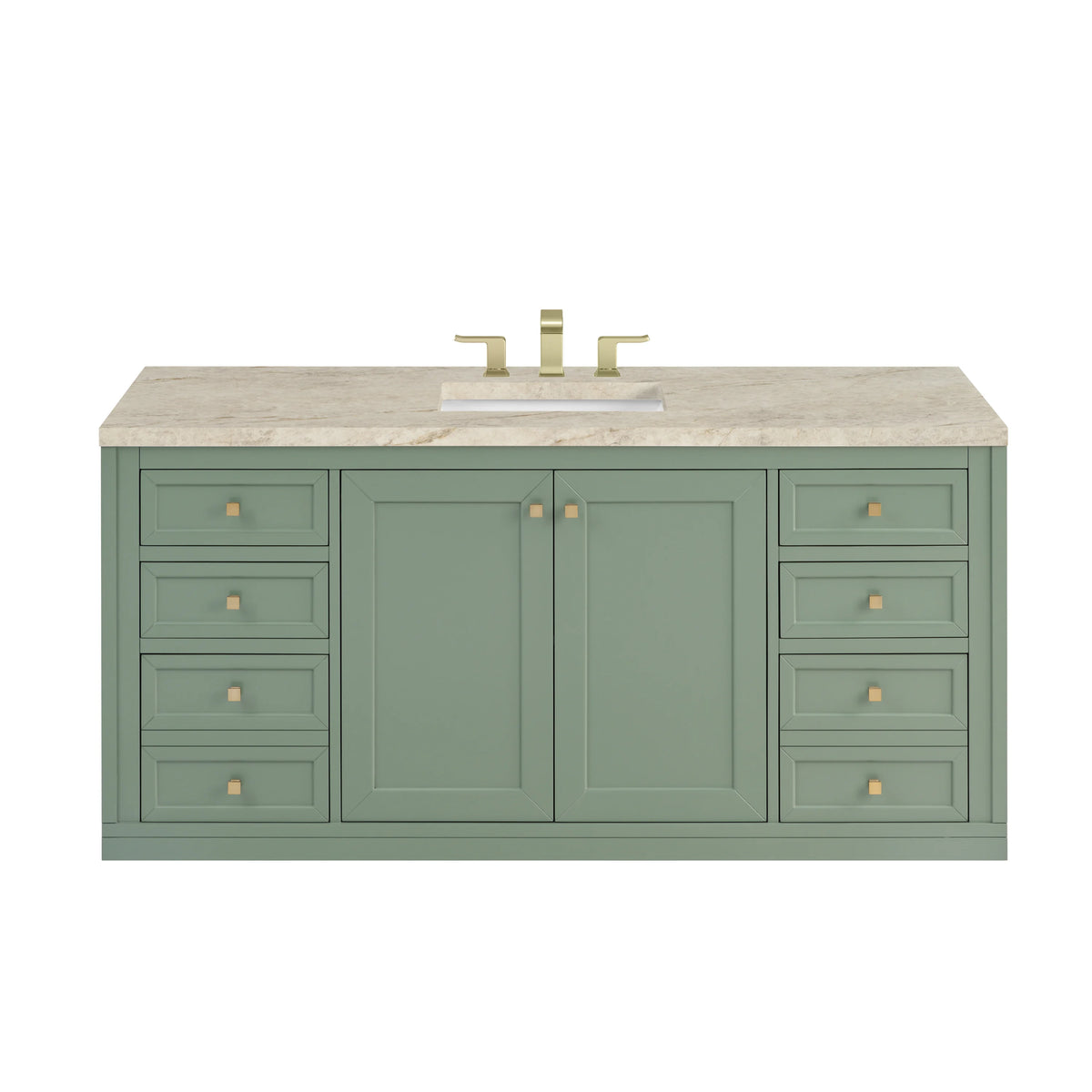 Chicago 60" Single Vanity, Smokey Celadon, w/ 3 CM Tajnar Eclos Top w/FreePower Wireless Charger, view 2