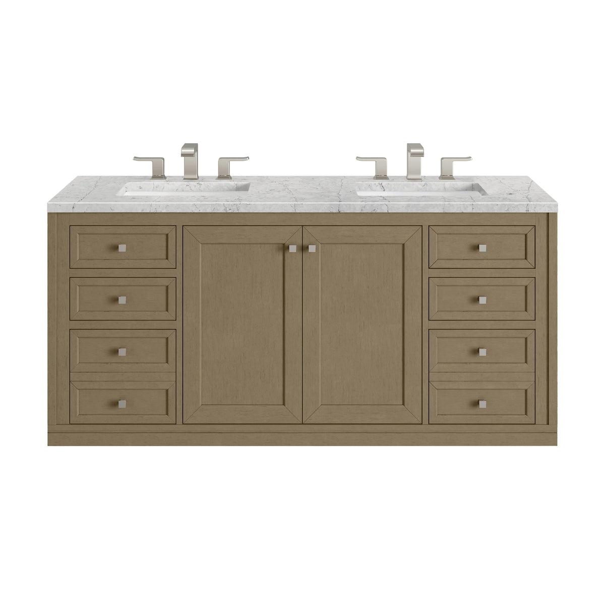Chicago 60" Double Vanity, Walnut Whisper, w/ 3 CM Eternal Jasmine Pearl Silestone® Top, view 3