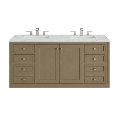 Chicago 60" Double Vanity, Walnut Whisper, w/ 3 CM Ethereal Noctis Silestone® Top, view 3