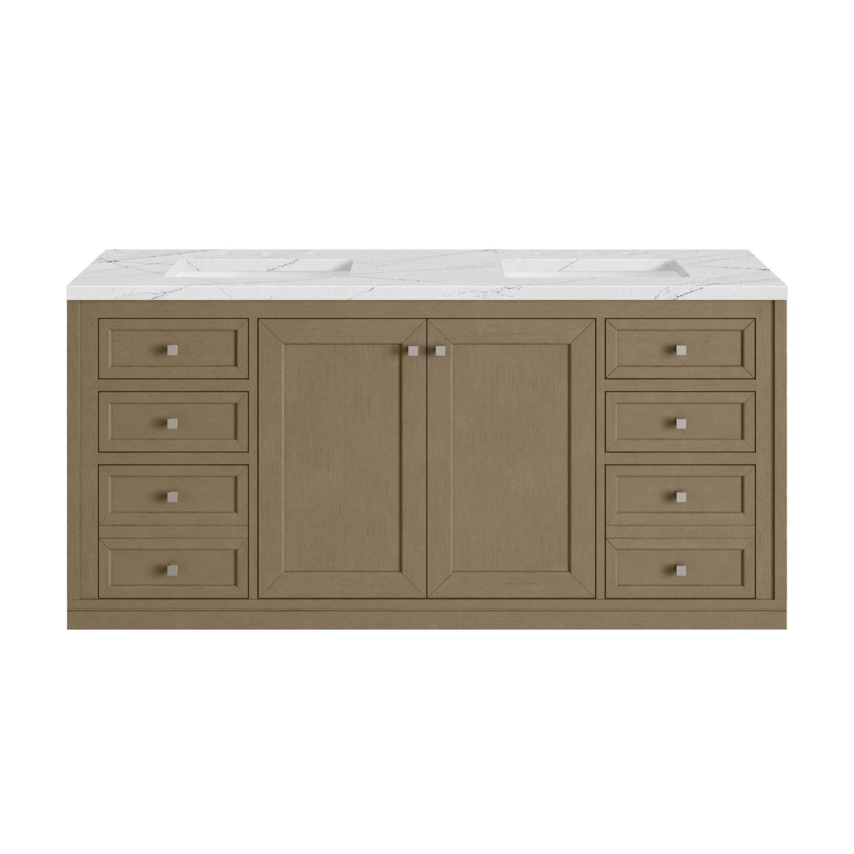 Chicago 60" Double Vanity, Walnut Whisper, w/ 3 CM Ethereal Noctis Silestone® Top, view 4