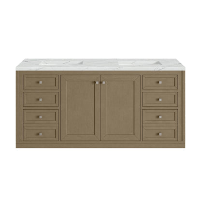 Chicago 60" Double Vanity, Walnut Whisper, w/ 3 CM Ethereal Noctis Silestone® Top, view 4
