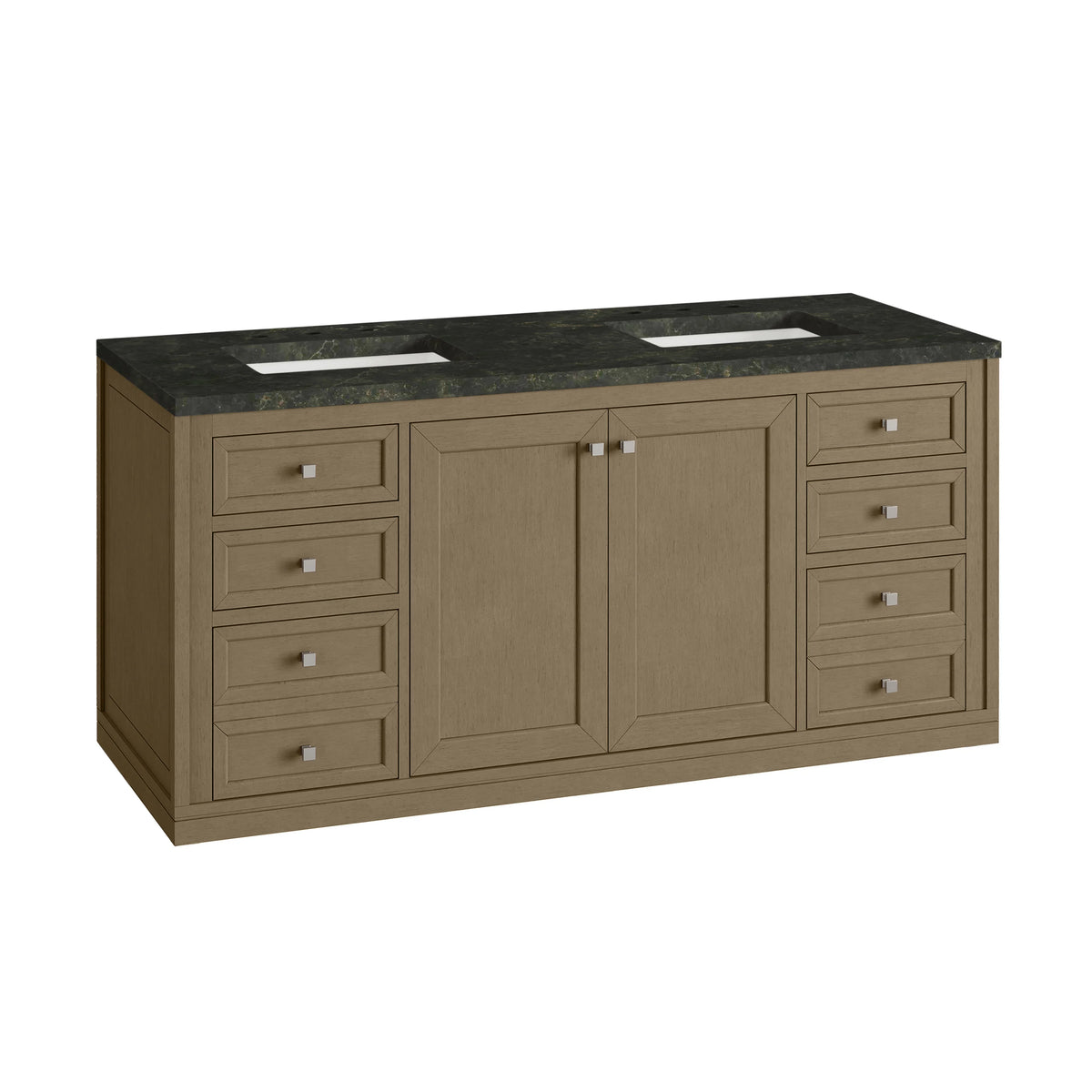 Chicago 60" Double Vanity, Walnut Whisper, w/ 3 CM Phantome Eclos Top, view 16