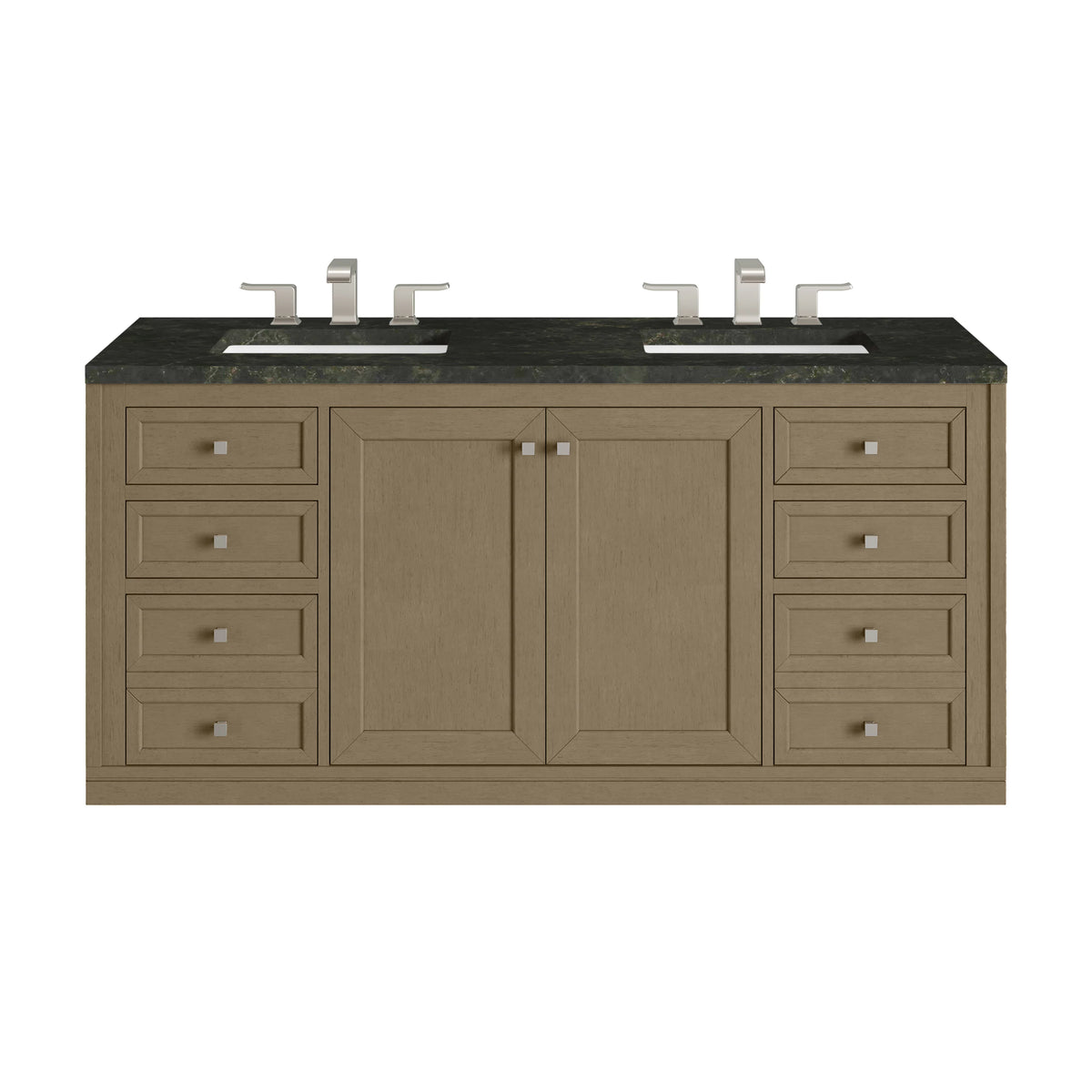 Chicago 60" Double Vanity, Walnut Whisper, w/ 3 CM Phantome Eclos Top, view 2