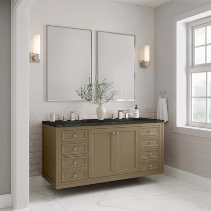 Chicago 60" Double Vanity, Walnut Whisper, w/ 3 CM Phantome Eclos Top, view 7