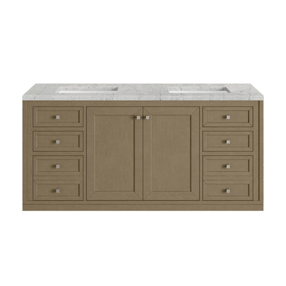 Chicago 60" Double Vanity, Walnut Whisper, w/ 3 CM Eternal Jasmine Pearl Silestone® Top w/FreePower Wireless Ch, view 4