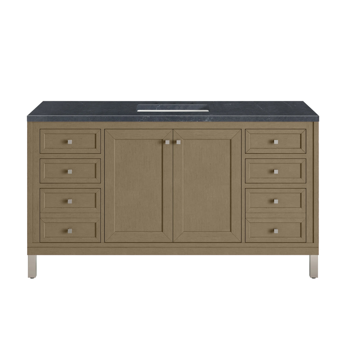Chicago 60" Single Vanity, Walnut Whisper, w/ 3 CM Charcoal Soapstone Silestone® Top, view 2