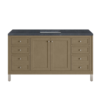 Chicago 60" Single Vanity, Walnut Whisper, w/ 3 CM Charcoal Soapstone Silestone® Top, view 2