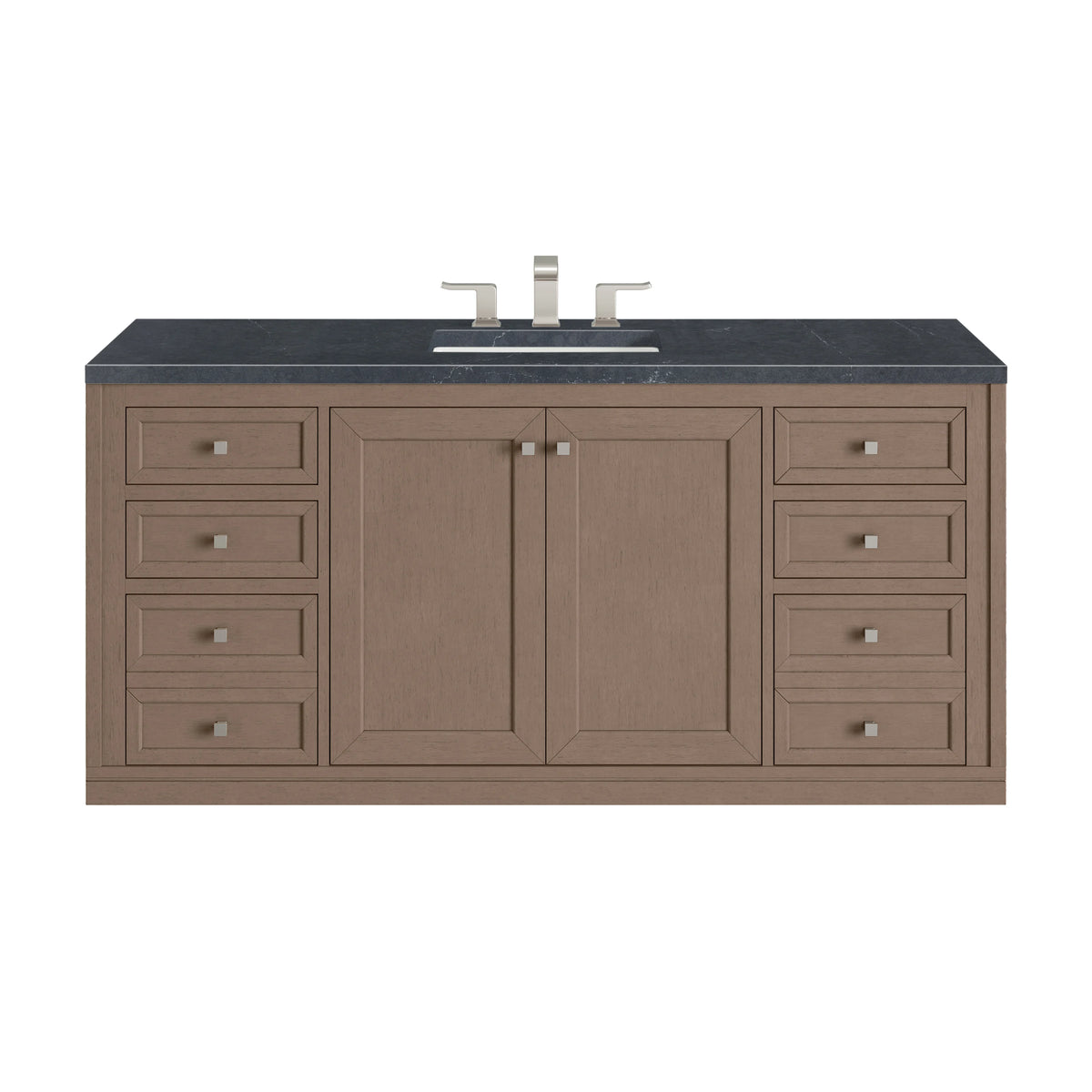 Chicago 60" Single Vanity, Walnut Whisper, w/ 3 CM Charcoal Soapstone Silestone® Top, view 3