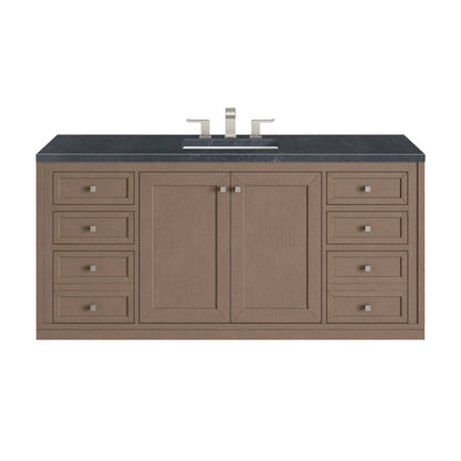 Chicago 60" Single Vanity, Walnut Whisper, w/ 3 CM Charcoal Soapstone Silestone® Top, view 3