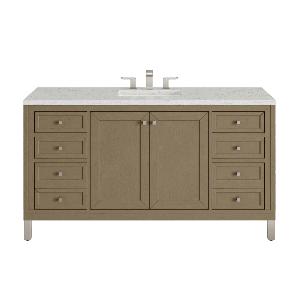 Chicago 60" Single Vanity, Walnut Whisper, w/ 3 CM Eternal Jasmine Pearl Silestone® Top