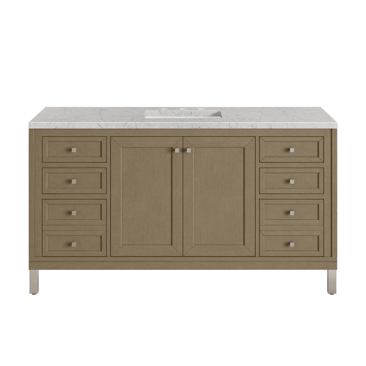 Chicago 60" Single Vanity, Walnut Whisper, w/ 3 CM Eternal Jasmine Pearl Silestone® Top, view 2