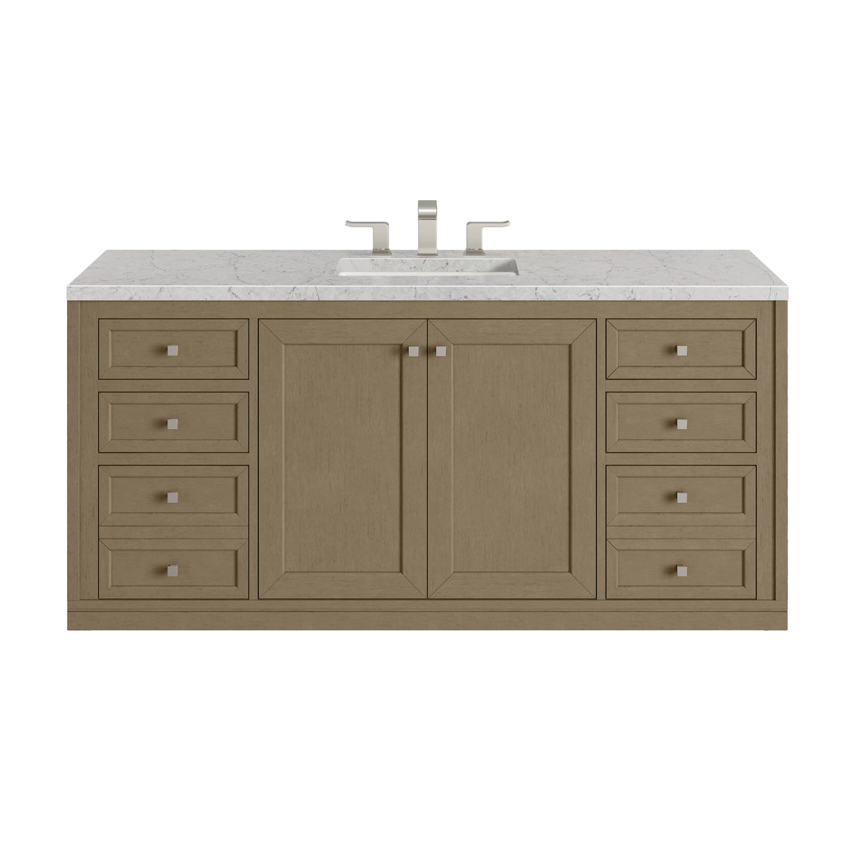 Chicago 60" Single Vanity, Walnut Whisper, w/ 3 CM Eternal Jasmine Pearl Silestone® Top, view 3