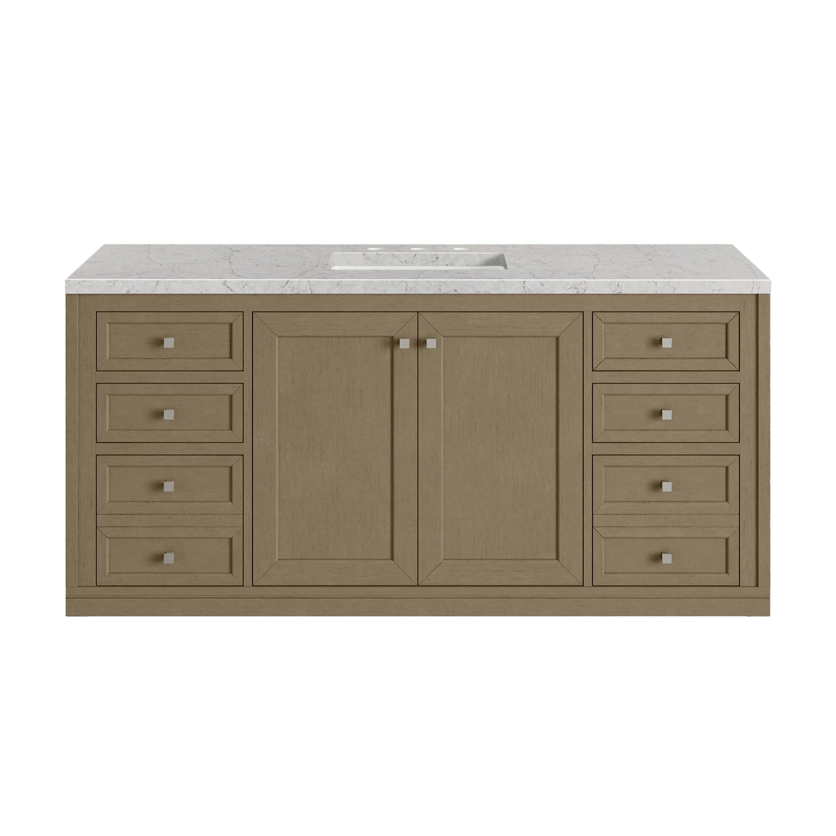 Chicago 60" Single Vanity, Walnut Whisper, w/ 3 CM Eternal Jasmine Pearl Silestone® Top, view 4