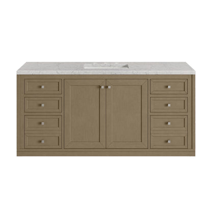 Chicago 60" Single Vanity, Walnut Whisper, w/ 3 CM Eternal Jasmine Pearl Silestone® Top, view 4