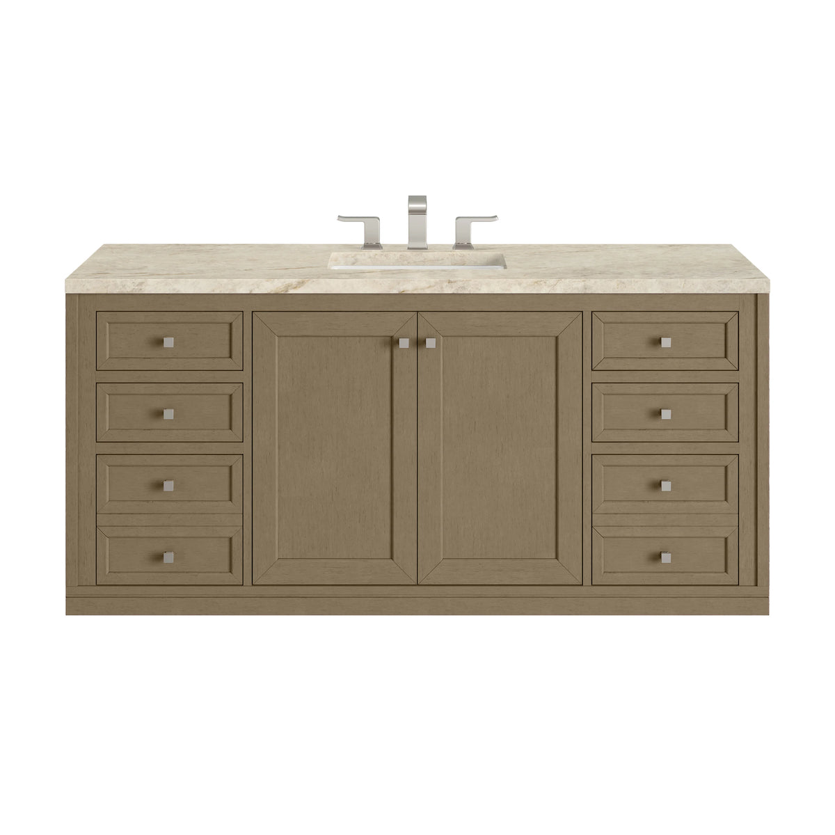 Chicago 60" Single Vanity, Walnut Whisper, w/ 3 CM Tajnar Eclos Top, view 2