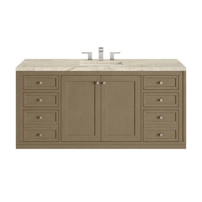 Chicago 60" Single Vanity, Walnut Whisper, w/ 3 CM Tajnar Eclos Top, view 2