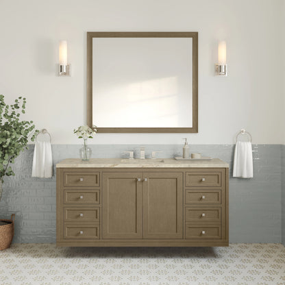 Chicago 60" Single Vanity, Walnut Whisper, w/ 3 CM Tajnar Eclos Top, view 5