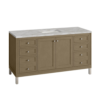 Chicago 60" Single Vanity, Walnut Whisper, w/ 3 CM Victorian Silver Silestone® Top, view 10
