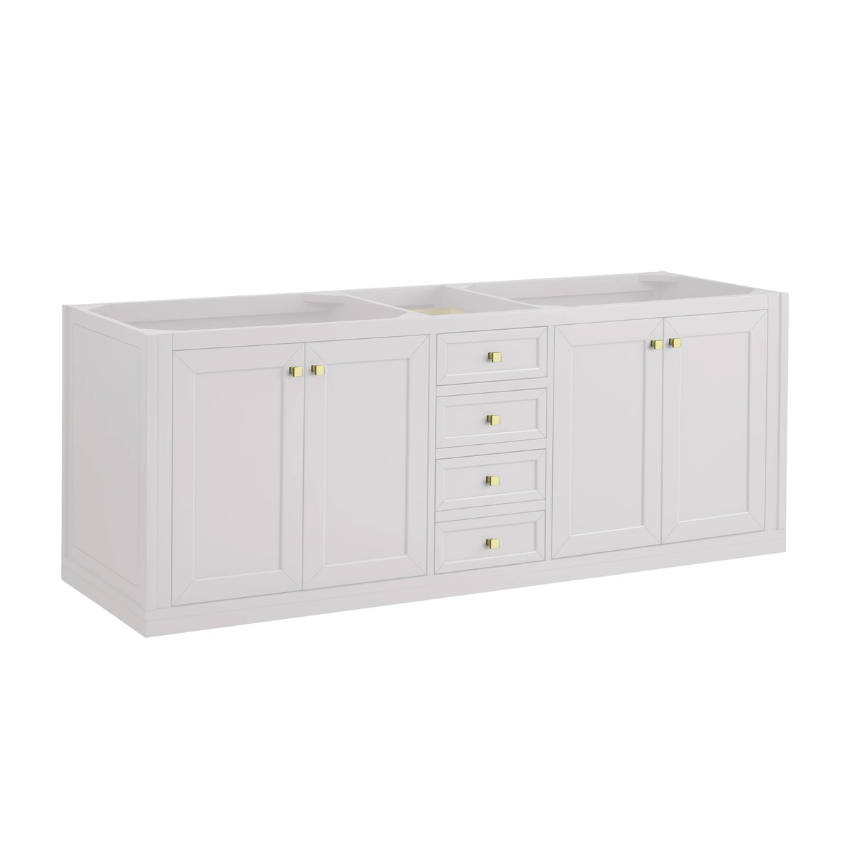 Chicago 72" Double Vanity, Glossy White, w/ 3 CM Charcoal Soapstone Silestone® Top, view 3