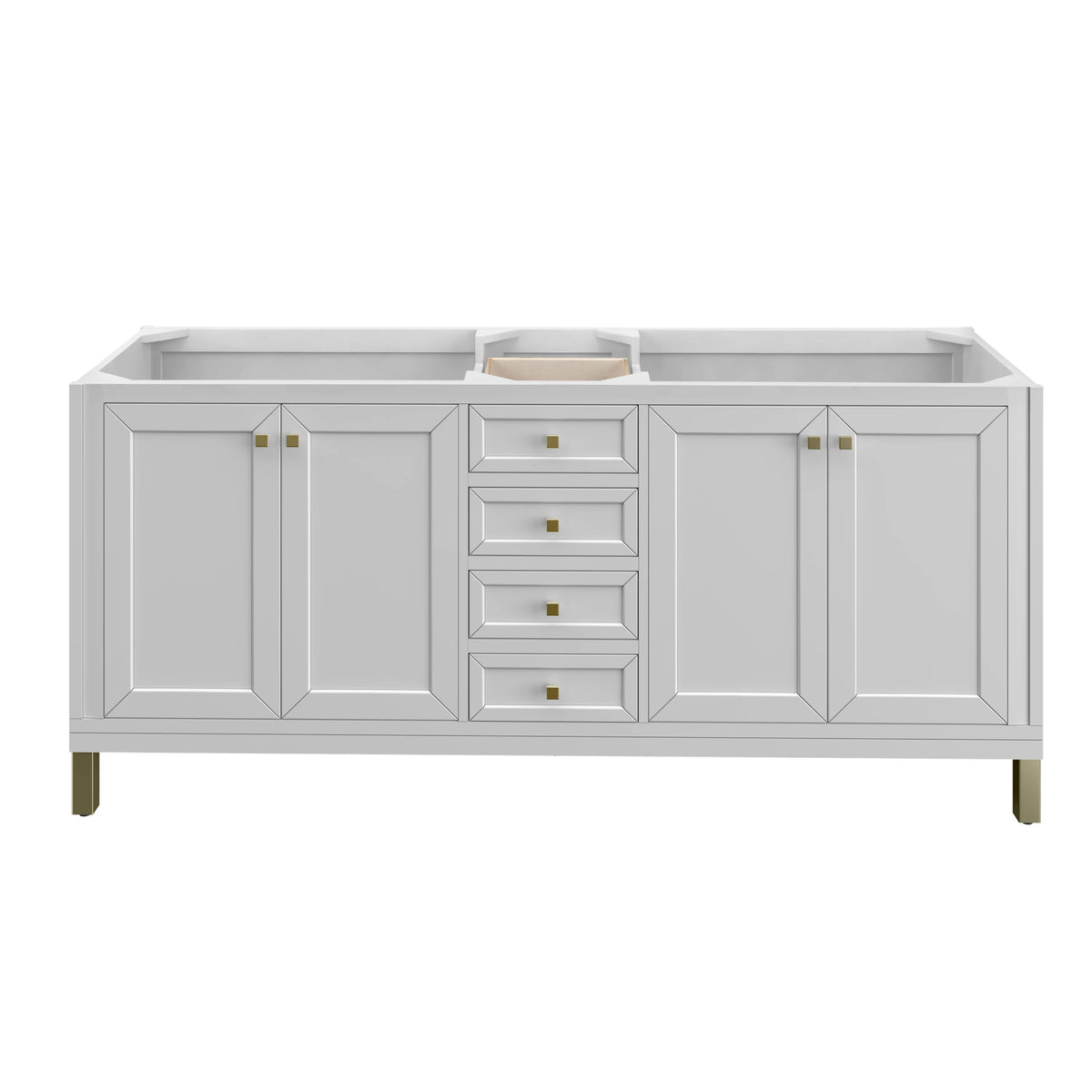 Chicago 72" Double Vanity, Glossy White, w/ 3 CM Charcoal Soapstone Silestone® Top, view 7