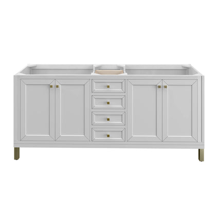 Chicago 72" Double Vanity, Glossy White, w/ 3 CM Charcoal Soapstone Silestone® Top, view 7