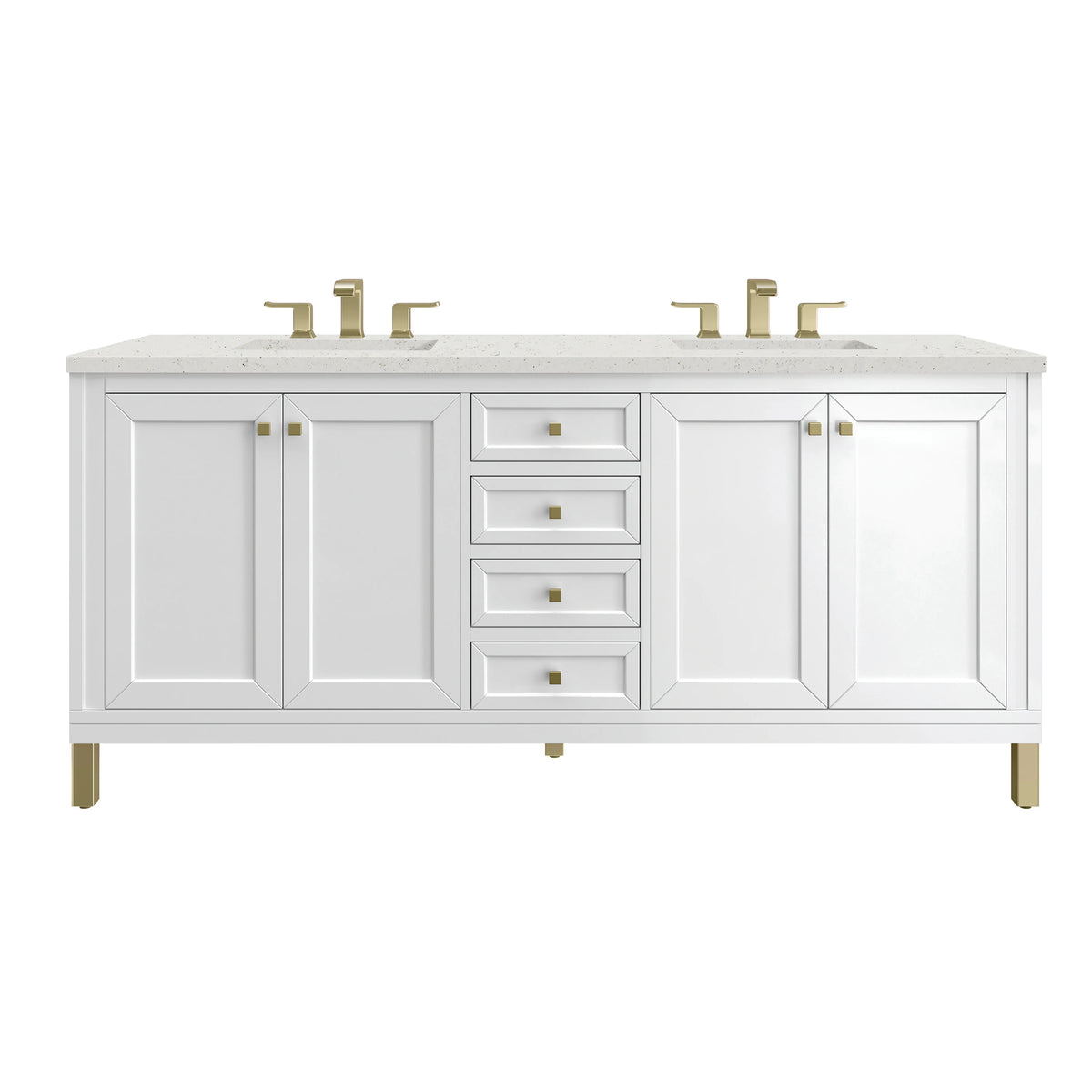 Chicago 72" Double Vanity, Glossy White, w/ 3 CM Lime Delight Silestone® Top