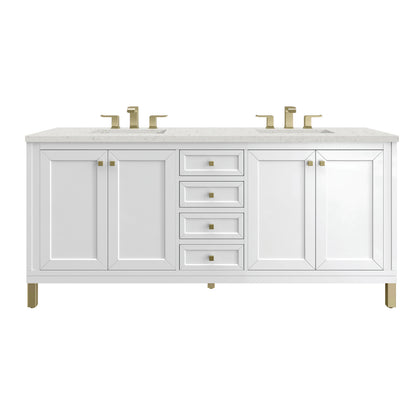 Chicago 72" Double Vanity, Glossy White, w/ 3 CM Lime Delight Silestone® Top