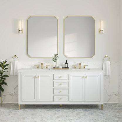 Chicago 72" Double Vanity, Glossy White, w/ 3 CM Lime Delight Silestone® Top, view 4