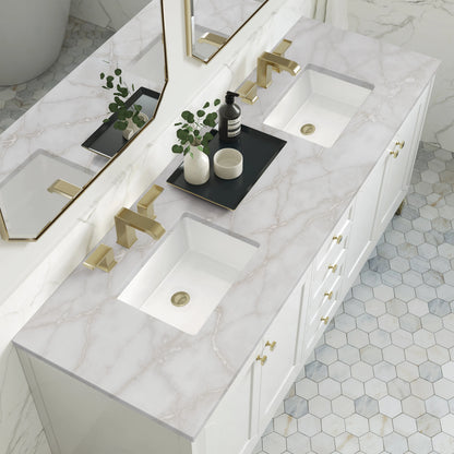 Chicago 72" Double Vanity, Glossy White, w/ 3 CM Victorian Silver Silestone® Top, view 8