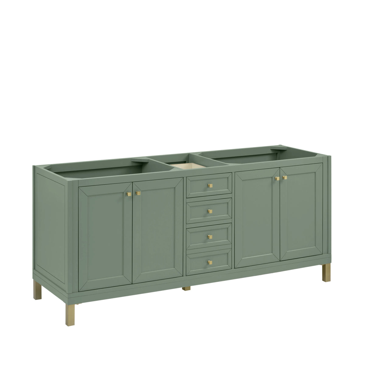 Chicago 72" Double Vanity, Smokey Celadon, w/ 3 CM Charcoal Soapstone Silestone® Top, view 3