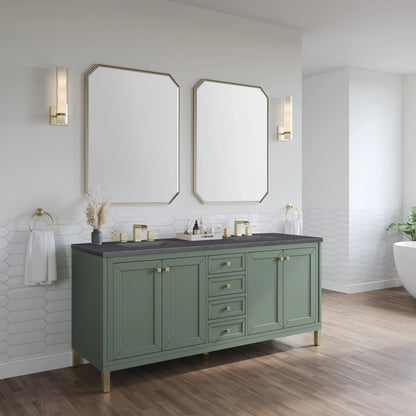 Chicago 72" Double Vanity, Smokey Celadon, w/ 3 CM Charcoal Soapstone Silestone® Top, view 6