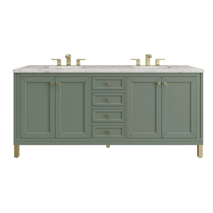 Chicago 72" Double Vanity, Smokey Celadon, w/ 3 CM Eternal Jasmine Pearl Silestone® Top